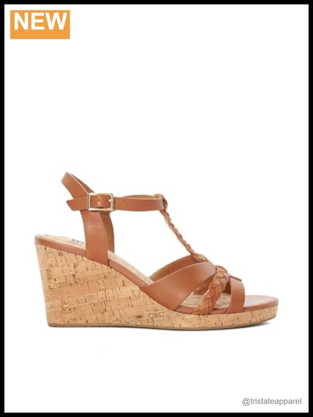 Koali Women's Leather Wedge Sandal with Plaited Ankle Strap